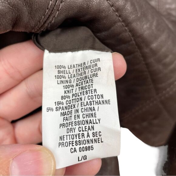 VEDA Brown Max Classic Leather Moto Jacket Size L - Picture 5 of 10